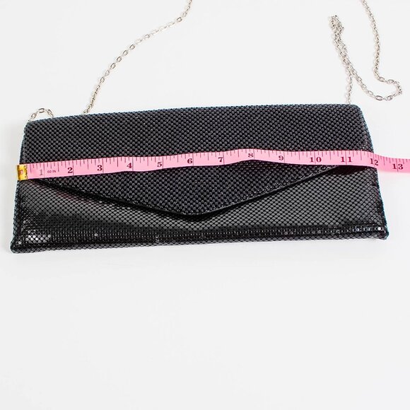 Jessica McClintock Black Metal Mesh Envelope Clutch - Picture 6 of 8
